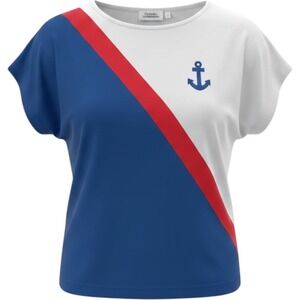 Vintage Country Suburbans‎ Nautical Anchor Colorblock Tee Medium Red White Blue